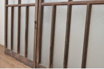 アンティーク建具　大正ロマンな雰囲気漂うデザインが魅力のガラス窓2枚セット(引き戸、ガラス戸)(R-065991)
