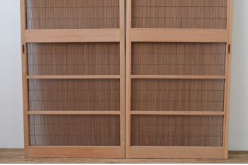 レトロ建具　昭和レトロ　涼しげな和の空間づくりにおすすめな夏戸2枚セット(簾戸、御簾戸、簀戸、葭戸、夏障子、引き戸)(R-065992)