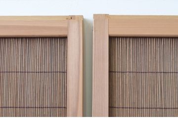 レトロ建具　昭和レトロ　涼しげな和の空間づくりにおすすめな夏戸2枚セット(簾戸、御簾戸、簀戸、葭戸、夏障子、引き戸)(R-065992)