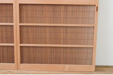 レトロ建具　昭和レトロ　涼しげな和の空間づくりにおすすめな夏戸2枚セット(簾戸、御簾戸、簀戸、葭戸、夏障子、引き戸)(R-065993)