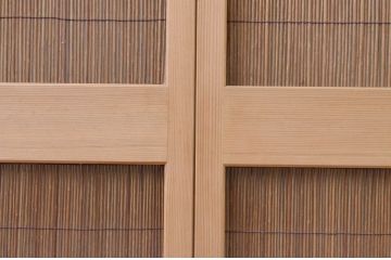 レトロ建具　昭和レトロ　涼しげな和の空間づくりにおすすめな夏戸2枚セット(簾戸、御簾戸、簀戸、葭戸、夏障子、引き戸)(R-065993)