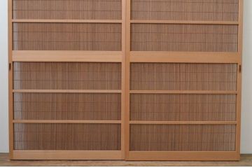 レトロ建具　昭和レトロ　涼しげな和の空間づくりにおすすめな夏戸2枚セット(簾戸、御簾戸、簀戸、葭戸、夏障子、引き戸)(R-065993)