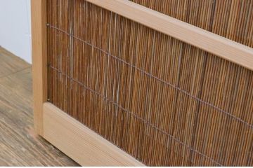レトロ建具　昭和レトロ　涼しげな和の空間づくりにおすすめな夏戸2枚セット(簾戸、御簾戸、簀戸、葭戸、夏障子、引き戸)(R-065993)
