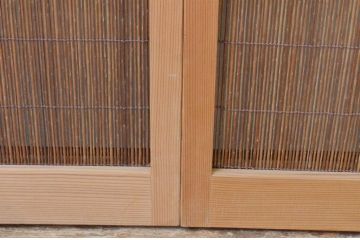 レトロ建具　昭和レトロ　涼しげな和の空間づくりにおすすめな夏戸2枚セット(簾戸、御簾戸、簀戸、葭戸、夏障子、引き戸)(R-065993)