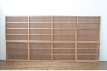 レトロ建具　昭和レトロ　涼しげな和の空間づくりにおすすめな夏戸4枚セット(簾戸、御簾戸、簀戸、葭戸、夏障子、引き戸)(R-065994)