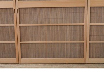 レトロ建具　昭和レトロ　涼しげな和の空間づくりにおすすめな夏戸4枚セット(簾戸、御簾戸、簀戸、葭戸、夏障子、引き戸)(R-065994)