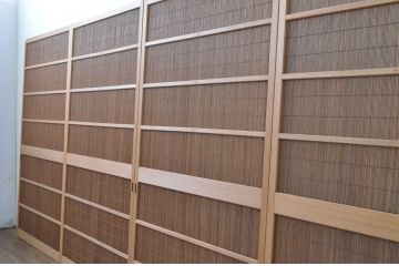 レトロ建具　昭和レトロ　涼しげな和の空間づくりにおすすめな夏戸4枚セット(簾戸、御簾戸、簀戸、葭戸、夏障子、引き戸)(R-065994)