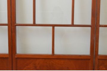 アンティーク建具　大正ロマン　上品な色合いとくっきりした木目が目を引くガラス戸4枚セット(引き戸)(R-065996)