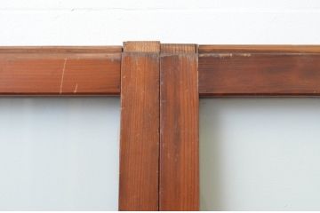 アンティーク建具　大正ロマン　上品な色合いとくっきりした木目が目を引くガラス戸4枚セット(引き戸)(R-065996)