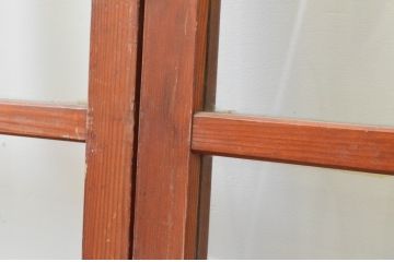 アンティーク建具　大正ロマン　上品な色合いとくっきりした木目が目を引くガラス戸4枚セット(引き戸)(R-065996)