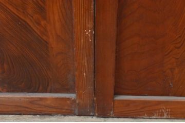 アンティーク建具　大正ロマン　上品な色合いとくっきりした木目が目を引くガラス戸4枚セット(引き戸)(R-065996)