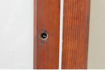 アンティーク建具　大正ロマン　上品な色合いとくっきりした木目が目を引くガラス戸2枚セット(引き戸)(R-065997)