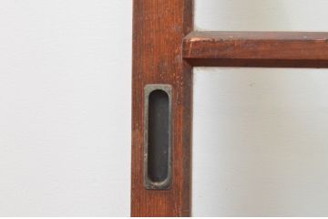 アンティーク建具　大正ロマン　上品な色合いとくっきりした木目が目を引くガラス戸2枚セット(引き戸)(R-065997)