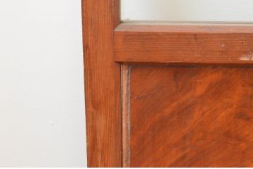 アンティーク建具　大正ロマン　上品な色合いとくっきりした木目が目を引くガラス戸2枚セット(引き戸)(R-065997)