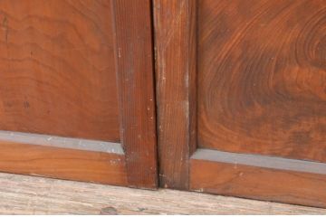 アンティーク建具　大正ロマン　上品な色合いとくっきりした木目が目を引くガラス戸2枚セット(引き戸)(R-065997)