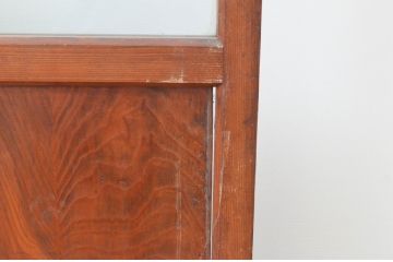 アンティーク建具　大正ロマン　上品な色合いとくっきりした木目が目を引くガラス戸2枚セット(引き戸)(R-065997)