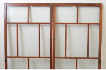 アンティーク建具　大正ロマン　上品な色合いとくっきりした木目が目を引くガラス戸2枚セット(引き戸)(R-065997)