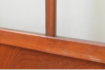 アンティーク建具　大正ロマン　上品な色合いとくっきりした木目が目を引くガラス戸2枚セット(引き戸)(R-065997)
