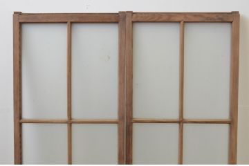 アンティーク建具　大正ロマン　古い木味が魅力のガラス窓2枚セット(ガラス戸、引き戸)(R-065999)