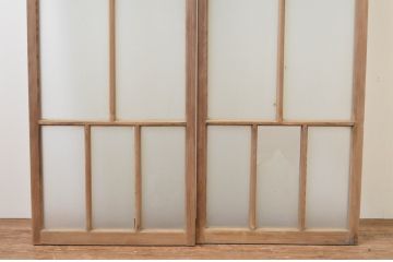 アンティーク建具　大正ロマン　古い木味が魅力のガラス窓2枚セット(ガラス戸、引き戸)(R-065999)