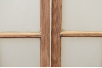 アンティーク建具　大正ロマン　古い木味が魅力のガラス窓2枚セット(ガラス戸、引き戸)(R-065999)