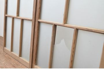 アンティーク建具　大正ロマン　古い木味が魅力のガラス窓2枚セット(ガラス戸、引き戸)(R-065999)