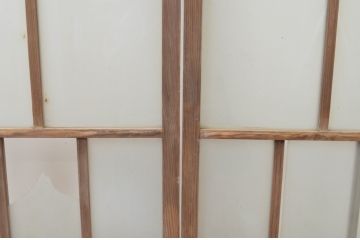 アンティーク建具　大正ロマン　古い木味が魅力のガラス窓2枚セット(ガラス戸、引き戸)(R-065999)