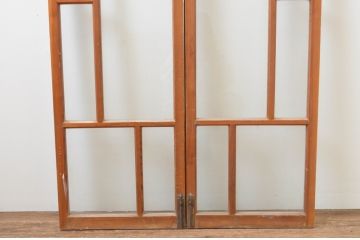 アンティーク建具　大正ロマンの雰囲気香る左右合わせのガラス窓1対(一対、2枚セット、引き戸、ガラス戸)(R-066000)