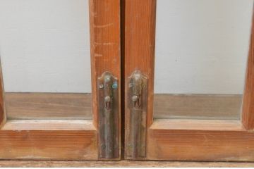 アンティーク建具　大正ロマンの雰囲気香る左右合わせのガラス窓1対(一対、2枚セット、引き戸、ガラス戸)(R-066000)