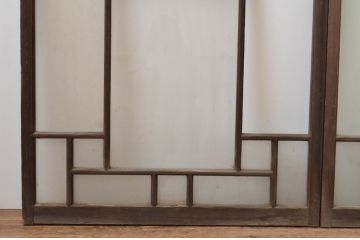 アンティーク建具　大正ロマン　ノスタルジックな雰囲気を醸し出すガラス窓2枚セット(引き戸、ガラス戸)(R-066003)