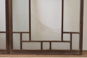 アンティーク建具　大正ロマン　ノスタルジックな雰囲気を醸し出すガラス窓2枚セット(引き戸、ガラス戸)(R-066003)