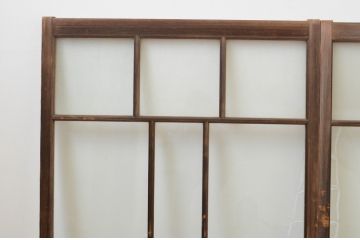 アンティーク建具　大正ロマン　懐かしい雰囲気のガラス窓2枚セット(引き戸、ガラス戸)(R-066004)