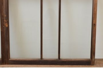 アンティーク建具　大正ロマン　懐かしい雰囲気のガラス窓2枚セット(引き戸、ガラス戸)(R-066004)