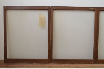 アンティーク建具　レトロな雰囲気が魅力的!!シンプルなデザインのモールガラス窓4枚セット(ガラス戸、引き戸)(R-066006)