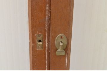 アンティーク建具　レトロな雰囲気が魅力的!!シンプルなデザインのモールガラス窓4枚セット(ガラス戸、引き戸)(R-066006)