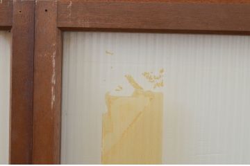 アンティーク建具　レトロな雰囲気が魅力的!!シンプルなデザインのモールガラス窓4枚セット(ガラス戸、引き戸)(R-066006)