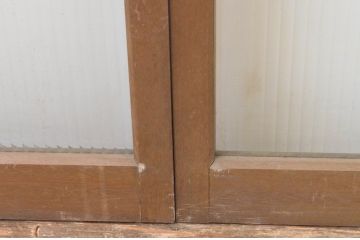 アンティーク建具　レトロな雰囲気が魅力的!!シンプルなデザインのモールガラス戸3枚セット(窓、引き戸)(R-066007)