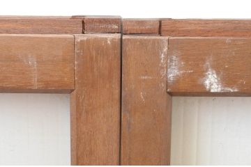 アンティーク建具　レトロな雰囲気が魅力的!!シンプルなデザインのモールガラス戸3枚セット(窓、引き戸)(R-066007)