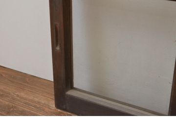 アンティーク建具　古い木味が魅力のガラス戸2枚セット(引き戸、窓)(R-066008)