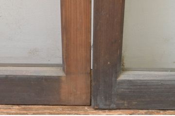 アンティーク建具　古い木味が魅力のガラス戸2枚セット(引き戸、窓)(R-066008)