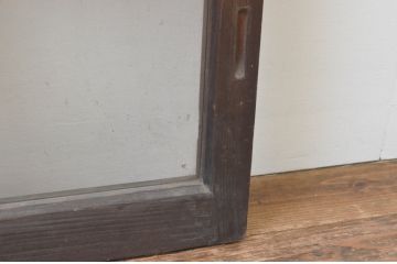 アンティーク建具　古い木味が魅力のガラス戸2枚セット(引き戸、窓)(R-066008)