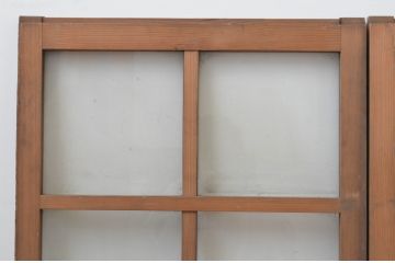 アンティーク建具　古い木味が魅力のガラス戸2枚セット(引き戸、窓)(R-066008)