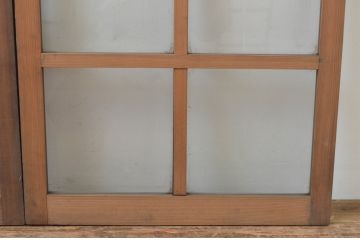 アンティーク建具　古い木味が魅力のガラス戸2枚セット(引き戸、窓)(R-066008)