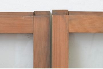 アンティーク建具　古い木味が魅力のガラス戸2枚セット(引き戸、窓)(R-066008)