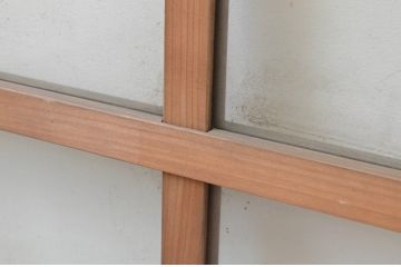 アンティーク建具　古い木味が魅力のガラス戸2枚セット(引き戸、窓)(R-066008)