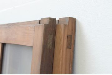 アンティーク建具　古い木味が魅力のガラス戸2枚セット(引き戸、窓)(R-066008)