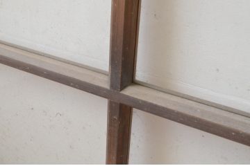 アンティーク建具　シンプルなデザインが魅力のガラス戸2枚セット(引き戸、格子戸、窓)(R-066009)