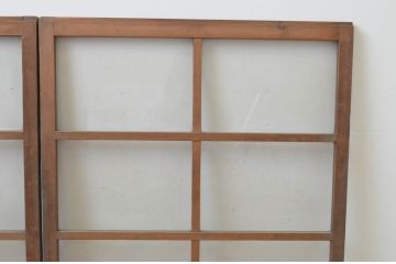 アンティーク建具　シンプルなデザインが魅力のガラス戸2枚セット(引き戸、格子戸、窓)(R-066009)