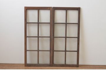 アンティーク建具　経年による風合いが味わい深いガラス窓2枚セット(ガラス戸、引き戸、格子戸)(R-066010)