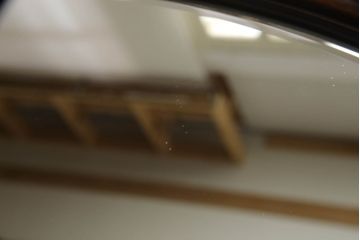 中古　美品　松本民芸家具　オーバル型の上品なデザインが魅力の壁掛けミラー(ウォールミラー、鏡)(R-066013)